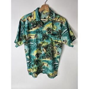 Rima Beachwear Shirt Mens XL Hawaiian Palm Vacation Caribbean Island Travel Tiki